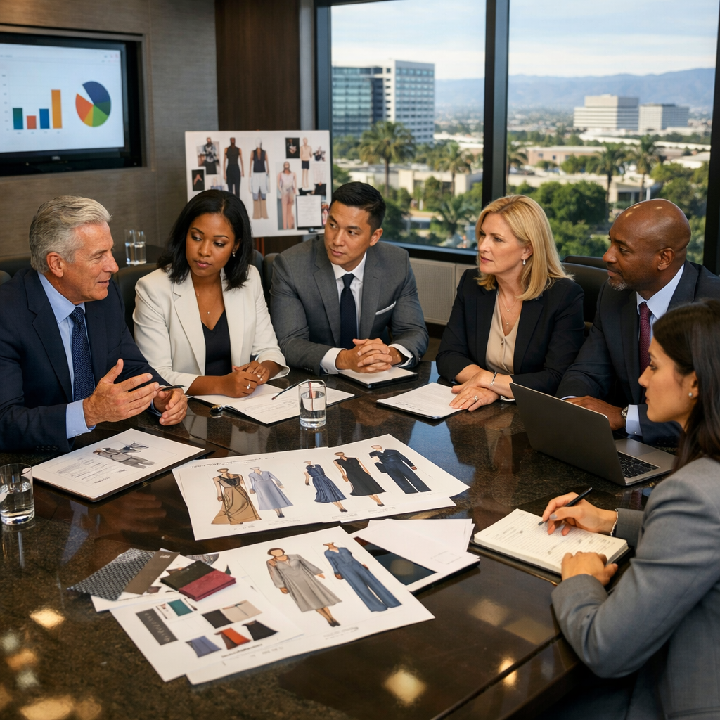 Leadership team planning brand and operations strategy